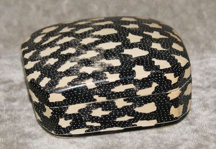 Hand carved and hand decorated stone trinket box