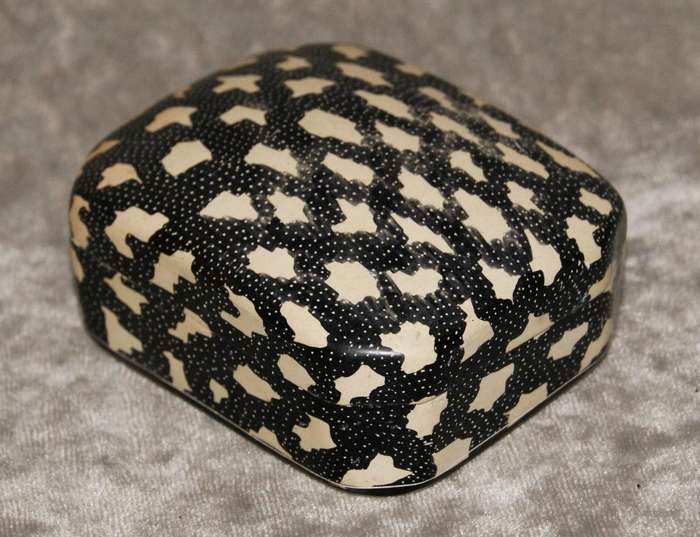 Hand carved and hand decorated stone trinket box