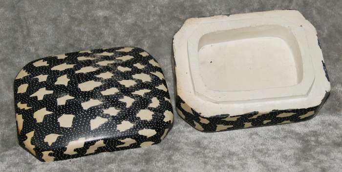 Hand carved and hand decorated stone trinket box