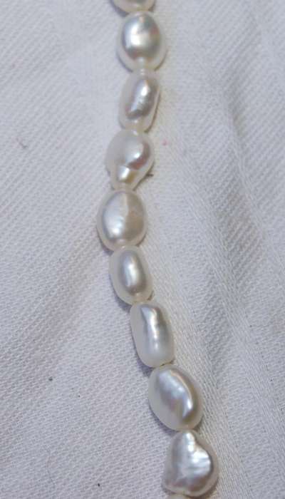 Vintage hand strung 5x8mm white freshwater pearl necklace with matching earrings