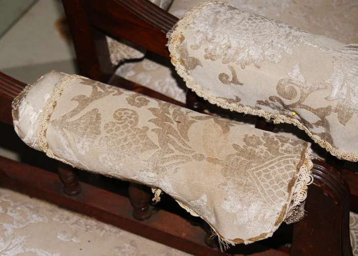 Pair of Antique Victorian Mahogany Lounge Chairs  Ornately Carved with Upholstered Seats