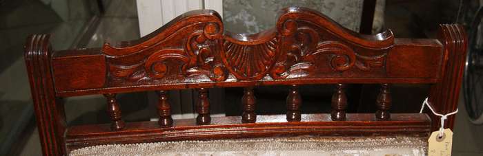 Pair of Antique Victorian Mahogany Lounge Chairs  Ornately Carved with Upholstered Seats