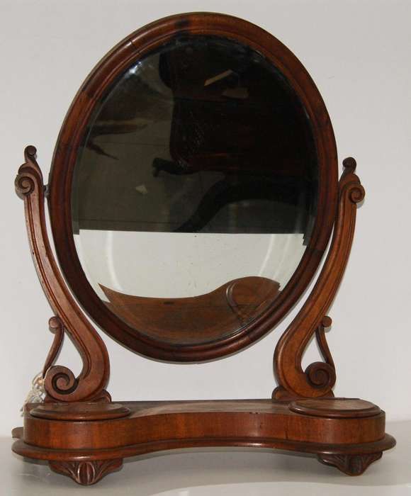 Victorian Mahogany Oval Dressing Table Mirror with Dual Hidden Trinket Compartments