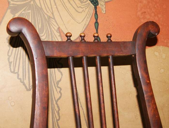 Late Victorian / Early Edwardian Mahogany Lyre-Back Chair with Leather Seat