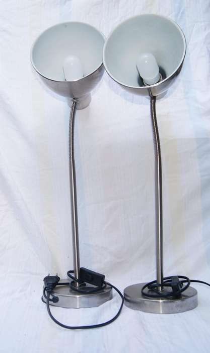 Pair of Brushed Steel Adjustable Desk Lamps