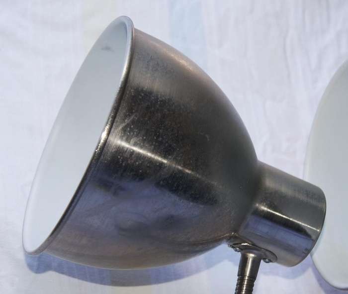 Pair of Brushed Steel Adjustable Desk Lamps