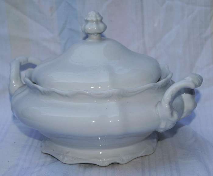 Vintage White Porcelain Vegetable Tureen with Lid