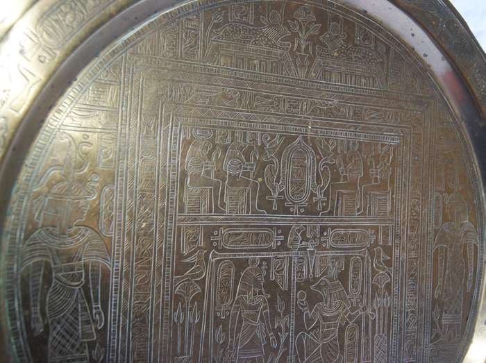 Vintage Hand-Engraved Egyptian Brass Tray