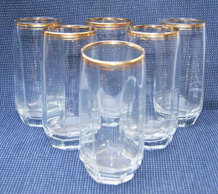 Vintage Gold-Rimmed Beer Glasses  Set of 6