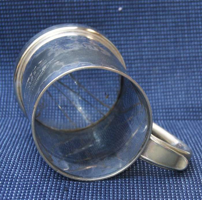 EPNS Beer Mug with Glass Bottom  Heathcote Regatta, Ladies Challenge Cup 1866