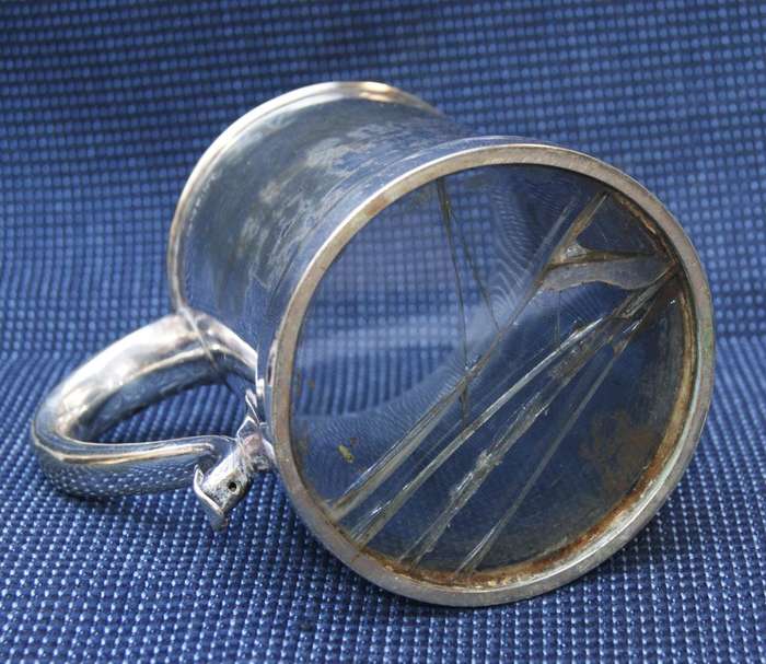 EPNS Beer Mug with Glass Bottom  Heathcote Regatta, Ladies Challenge Cup 1866