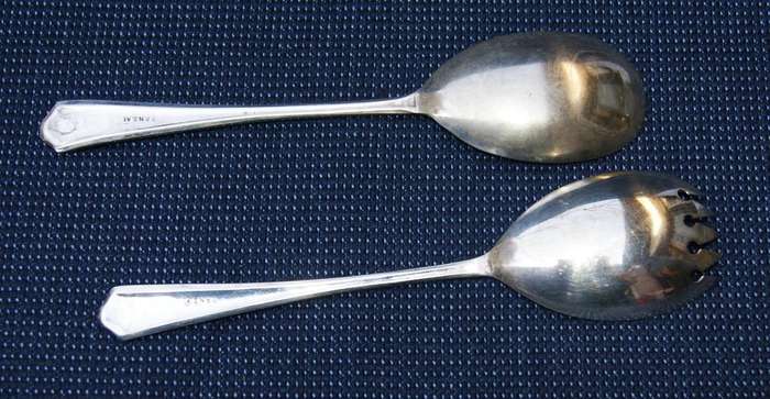 Vintage EPNS Salad Server Set  Pair of Ornate Silver-Plated Utensils