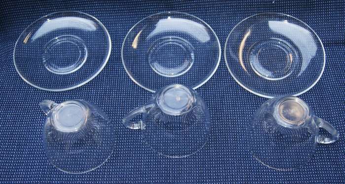 Arcoroc Clear Glass Cup & Saucer Set  Set of 3