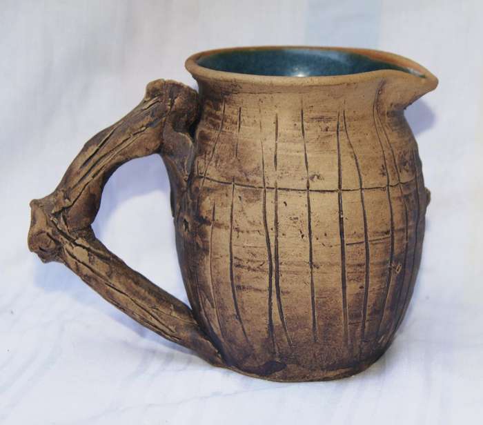 Rustic Stoneware Milk Jug  Rhino Relief Design
