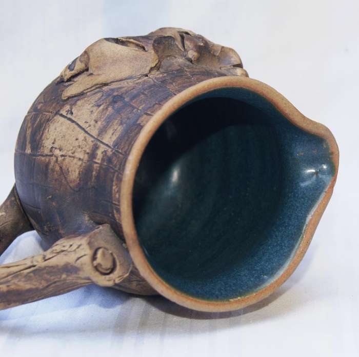 Rustic Stoneware Milk Jug  Rhino Relief Design