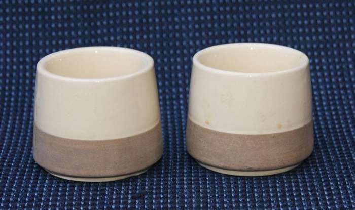 Pair of Woolworths Ceramic Egg Cups  Two-Tone Stoneware