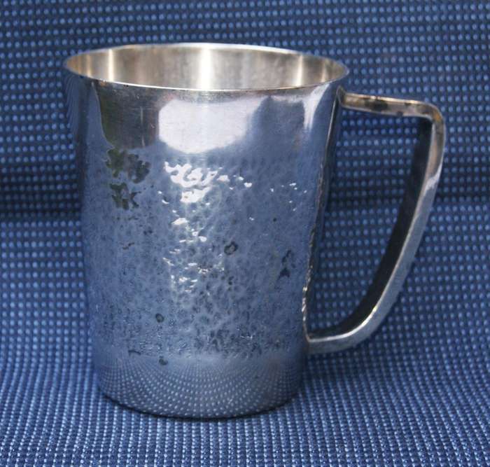 Rhodesian Industrial Metal Products Hammered Silver-Plated Beer Mug