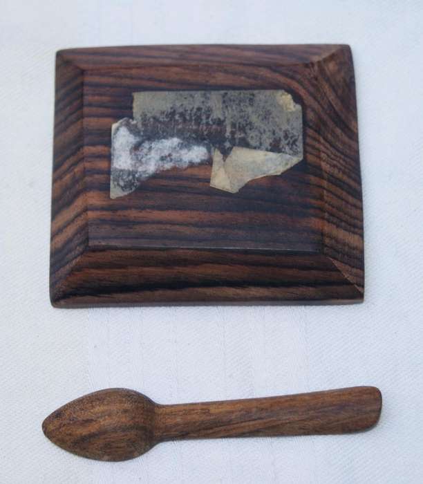 Vintage Handcrafted Kingwood Dish & Spoon Set