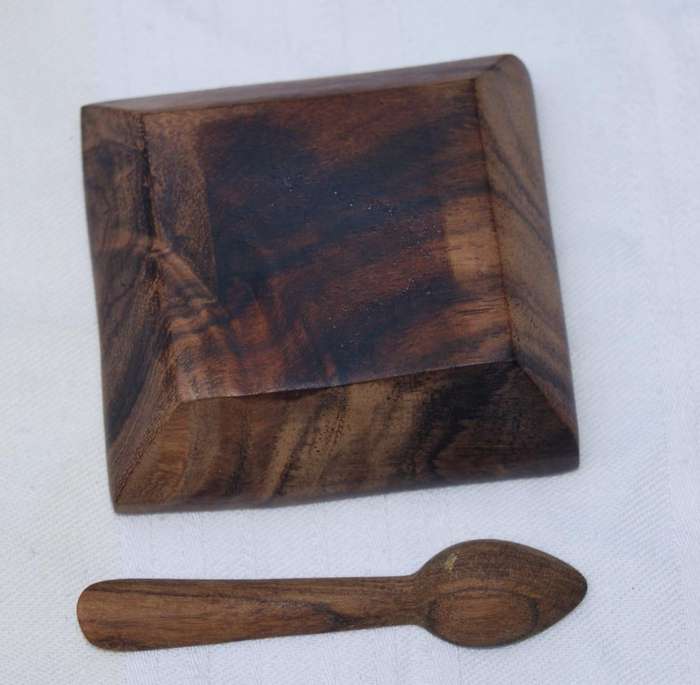 Vintage Handmade Bolivian Rosewood Dish & Spoon Set