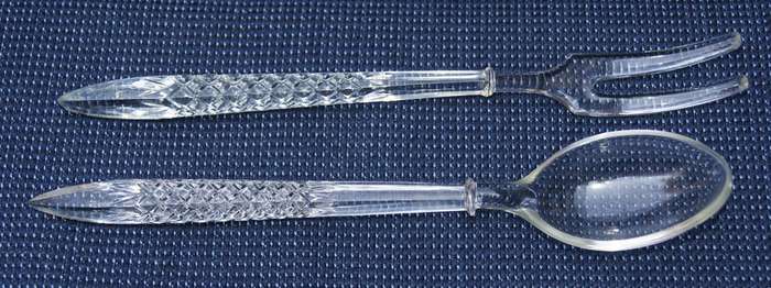 Vintage Pressed Glass Salad Server Set