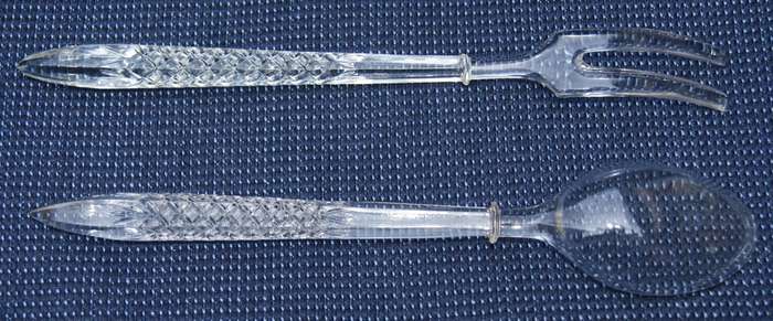 Vintage Pressed Glass Salad Server Set