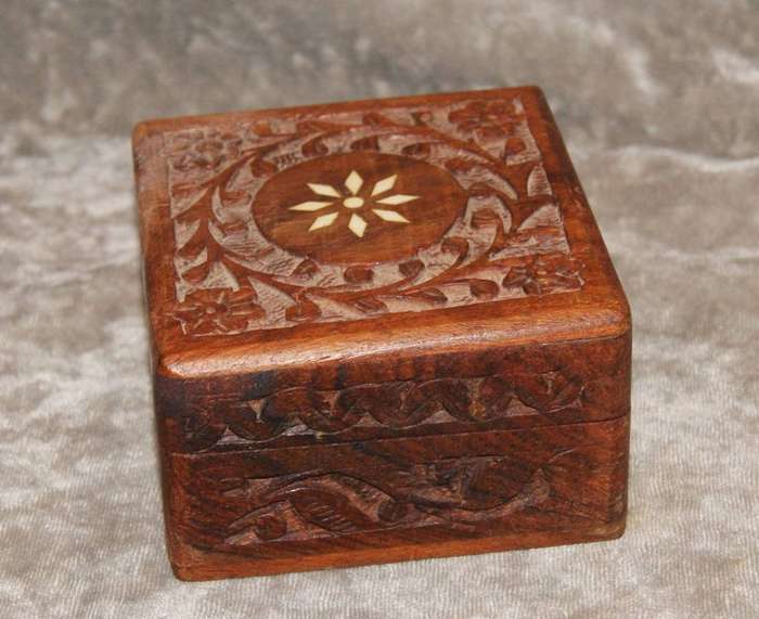 Hand Carved Inlayed Rosewood Box