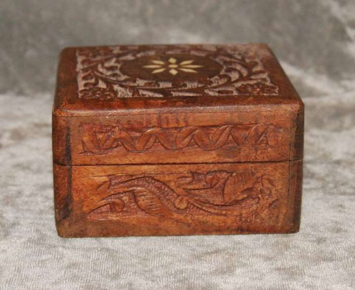 Hand Carved Inlayed Rosewood Box