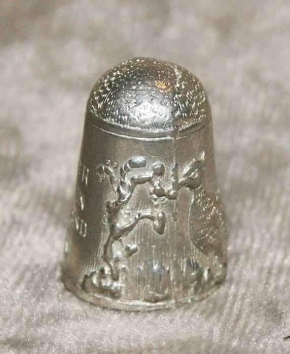 Antique Hallmarked Pewter Thimble with Pheasant Motif
