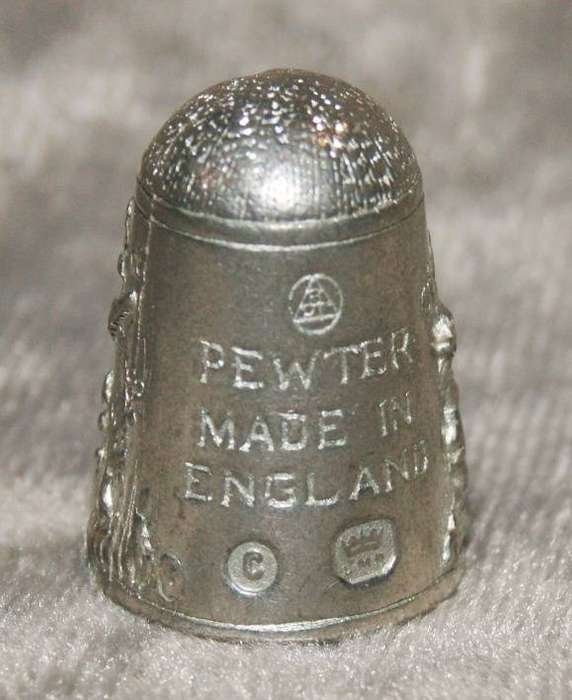 Antique Hallmarked Pewter Thimble with Pheasant Motif