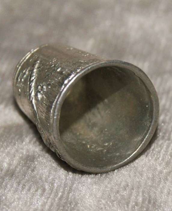 Antique Hallmarked Pewter Thimble with Pheasant Motif