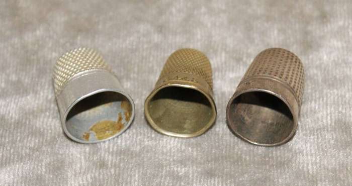 Job Lot of 3 Metal Thimbles