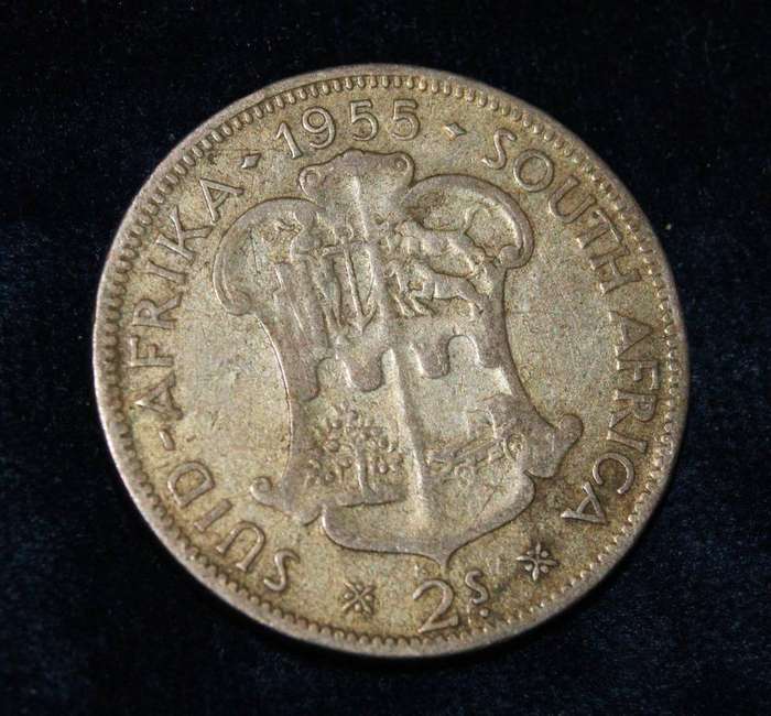 1955 South African 2 Shilling  (11.1g)