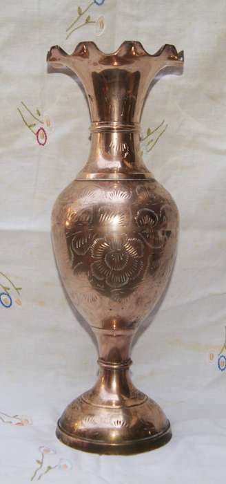 Brass Hand Etched Vase