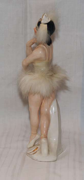 Vintage German Gilt and Feathered Hand Painted Ballerina Figurine