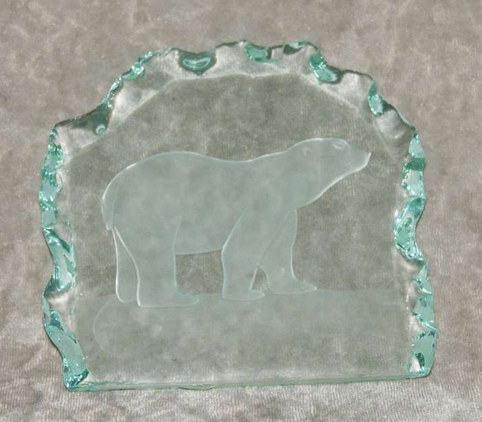 Hand crafted Swedish glass ornament with polar bear