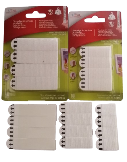 Multi-Size Adhesive Wall Mounting Strips  5 Pack (20 pcs) | Damage-Free, Double-Sided & Suction Car