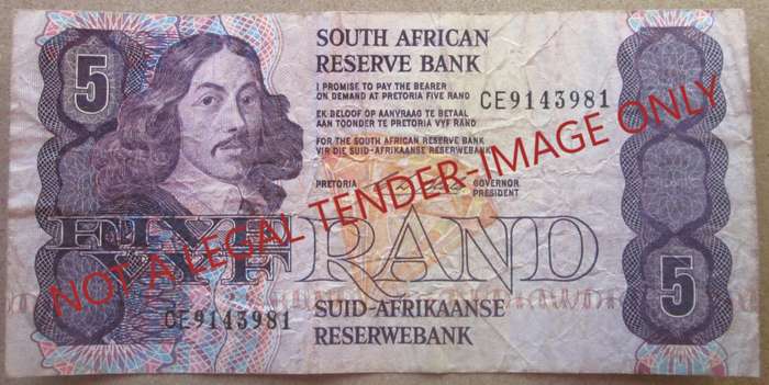 Five Rand South Africa Serial Nr CE9143981