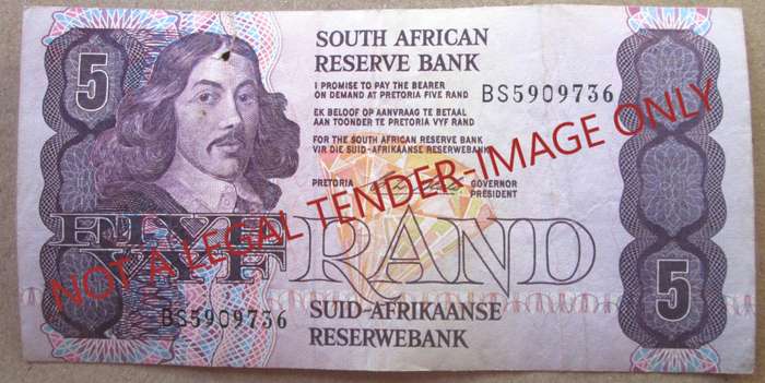 Five Rand South Africa Serial Nr BS5909736