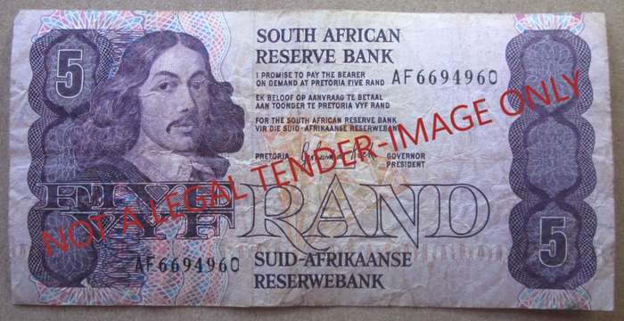 Five Rand South Africa Serial Nr AF6694960