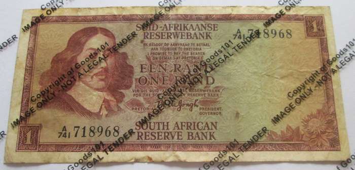 One Rand Republic of South Africa Serial Nr A741 718968