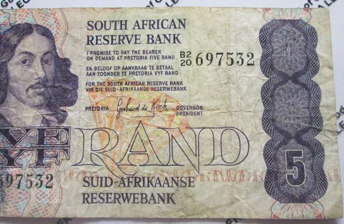 Five Rand Republic of South Africa Serial Nr B220 697532