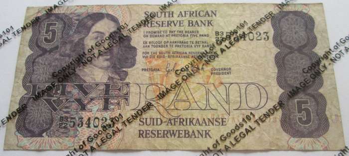 Five Rand Republic of South Africa Serial Nr B322 534023
