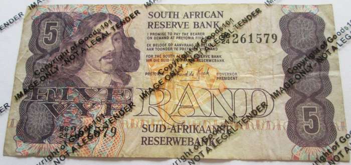 Five Rand Republic of South Africa Serial Nr B624 261579