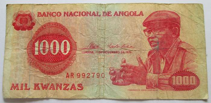 1976 Angola 1000 Kwanzas Serial No AR 992790