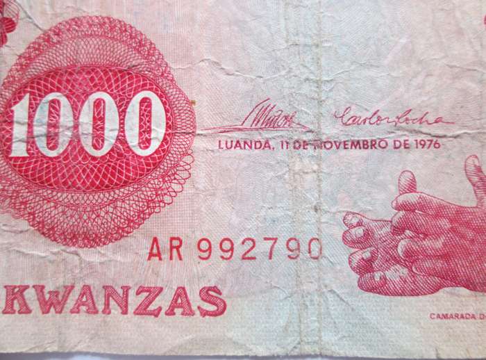 1976 Angola 1000 Kwanzas Serial No AR 992790
