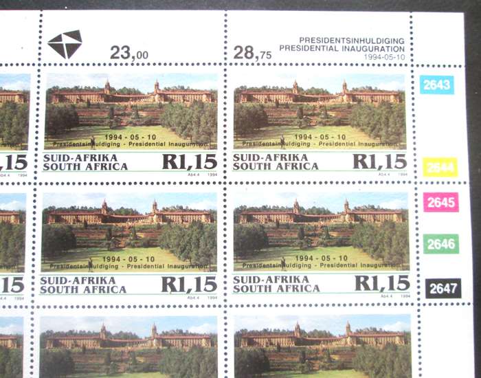 1994 South Africa Presidential Inauguration Parliament Stamps Nelson Mandela Sheet