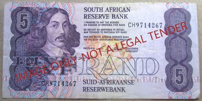 Five Rand South Africa Serial Nr CH9714267