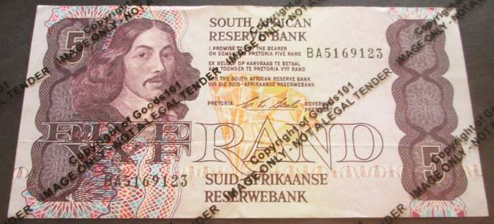Five Rand Republic of South Africa Serial Nr BA5169123