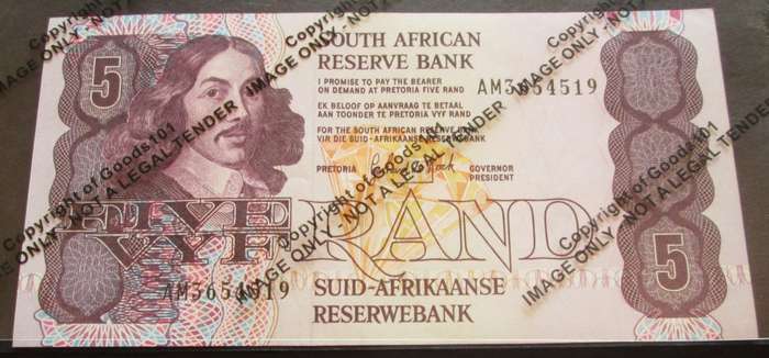 Five Rand Republic of South Africa Serial Nr AM3654519