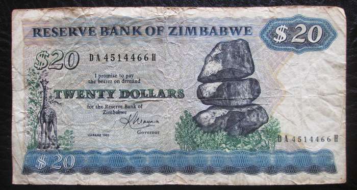 1983 Twenty Dollars Zimbabwe No DA4514466H